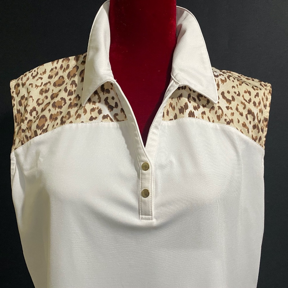 ZENERGY GOLF Women's PLUS Leopard Sleeveless Golf Top